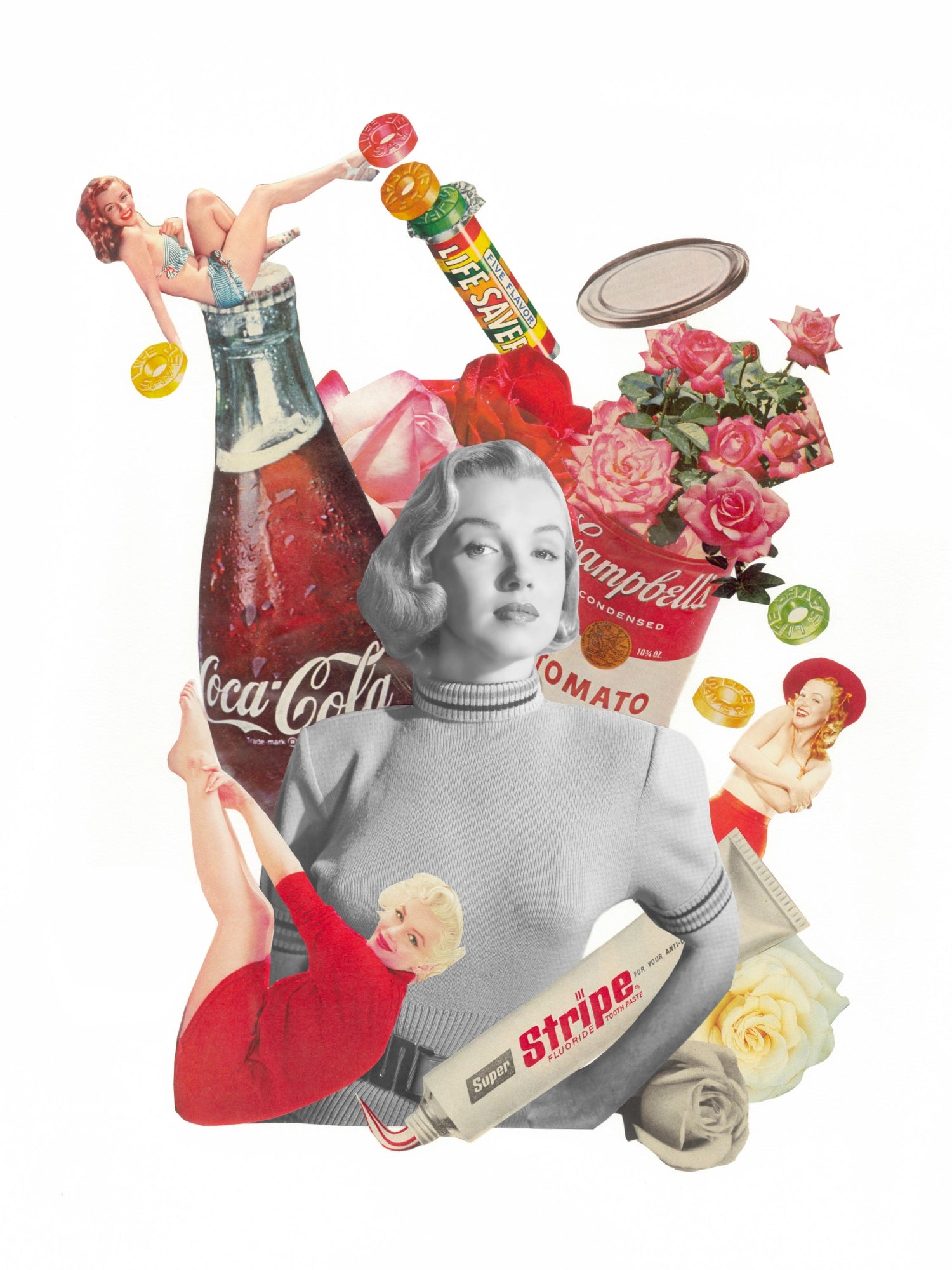Analog collage portrait of Marilyn Monroe