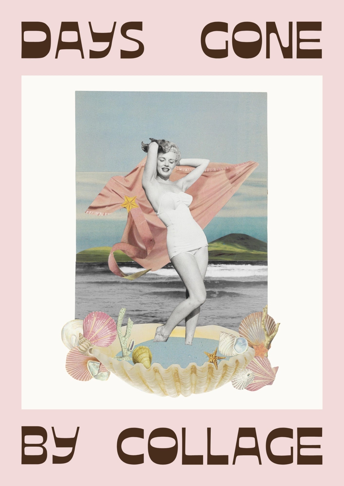 Vintage-inspired collage art poster of Marilyn Monroe