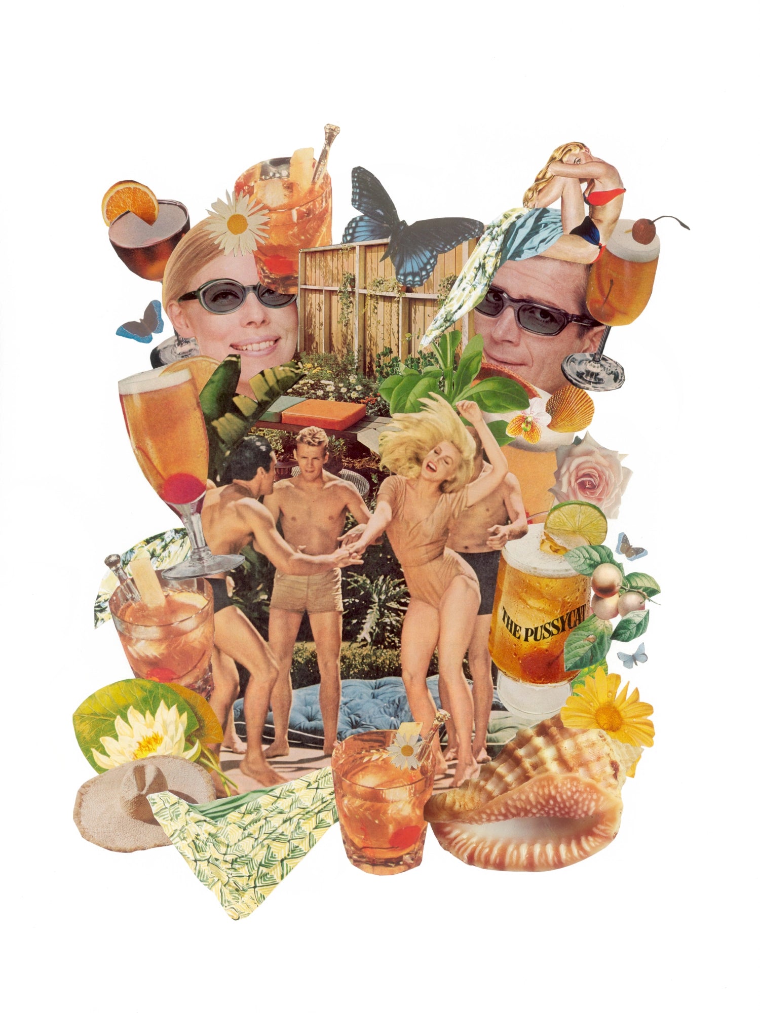 Mid-century inspired analog collage art print