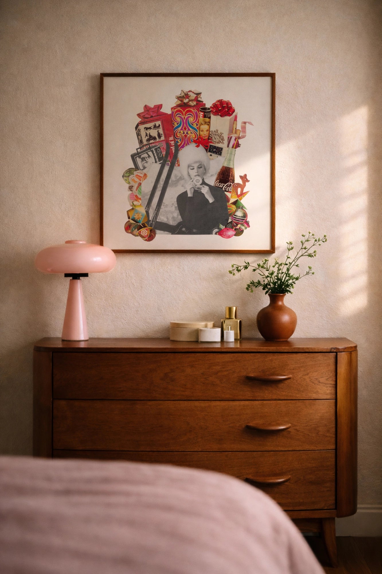 Analog Christmas collage art made from vintage magazines