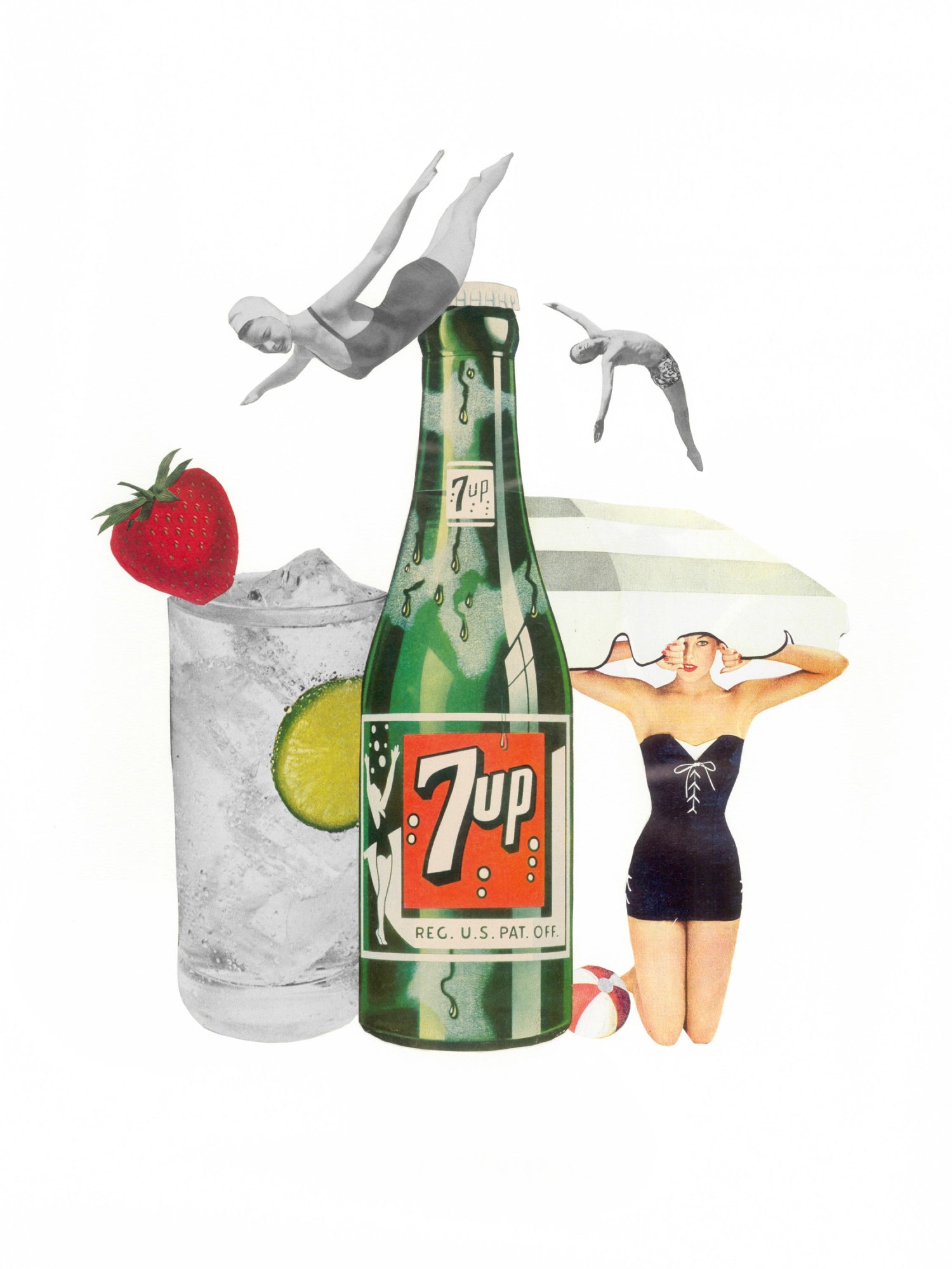 Vintage collage artwork influenced by California culture