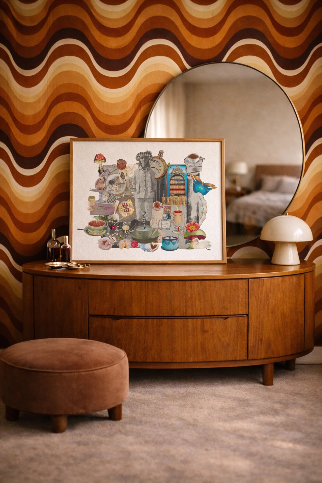 Analog collage art inspired by Alice in Wonderland