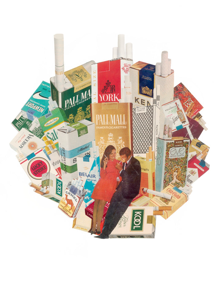 Hand-cut collage artwork reproduced as archival print