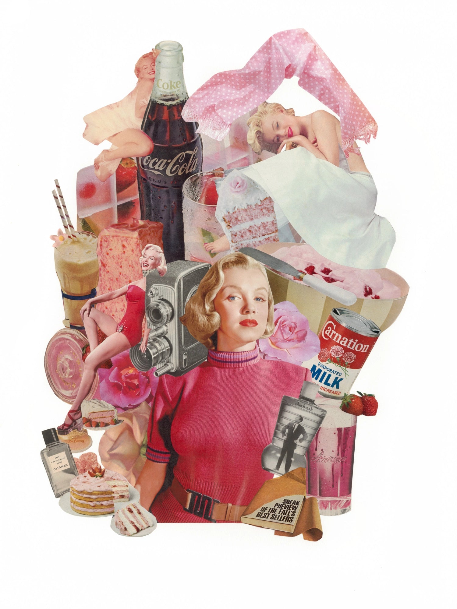 Analog collage portrait of Marilyn Monroe