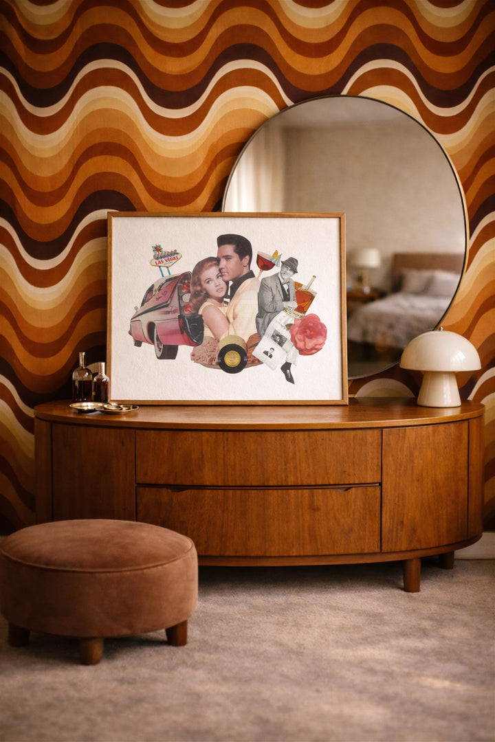 Analog collage art featuring Elvis Presley and Ann-Margret