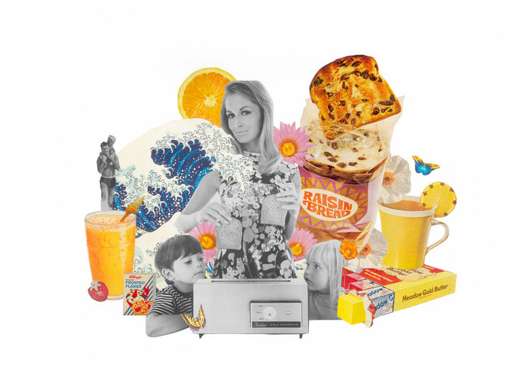 Vintage analog collage art print using magazine imagery