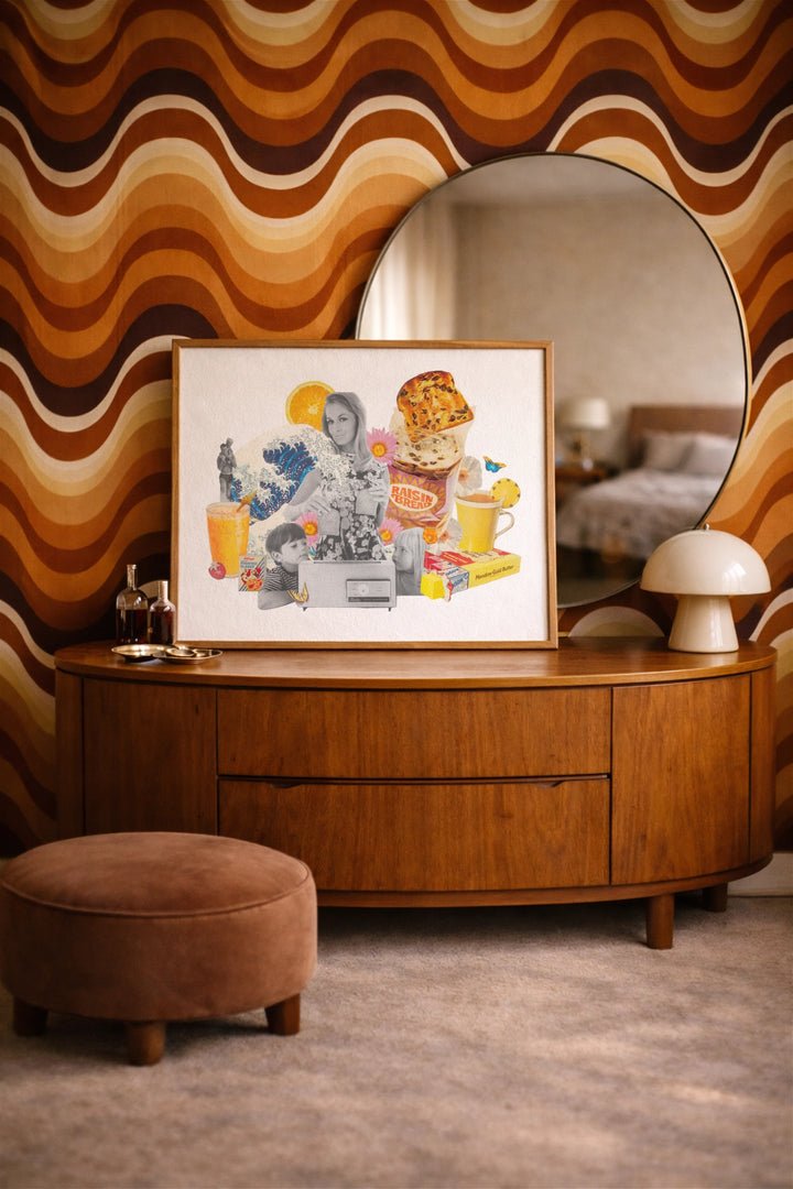 Vintage analog collage art print using magazine imagery