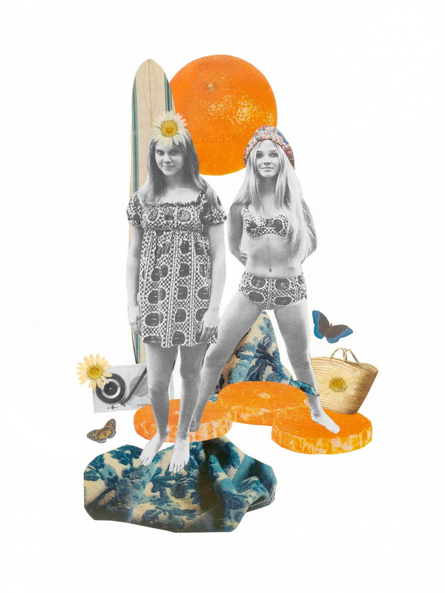 Mid-century inspired analog collage art print