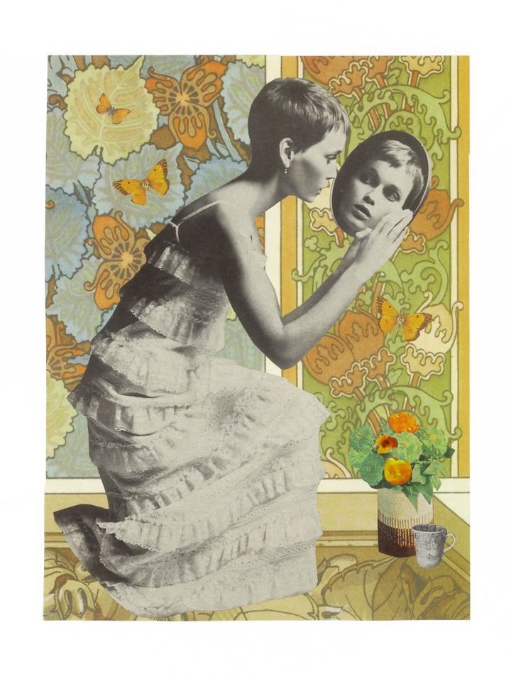Vintage collage art print inspired by Mia Farrow